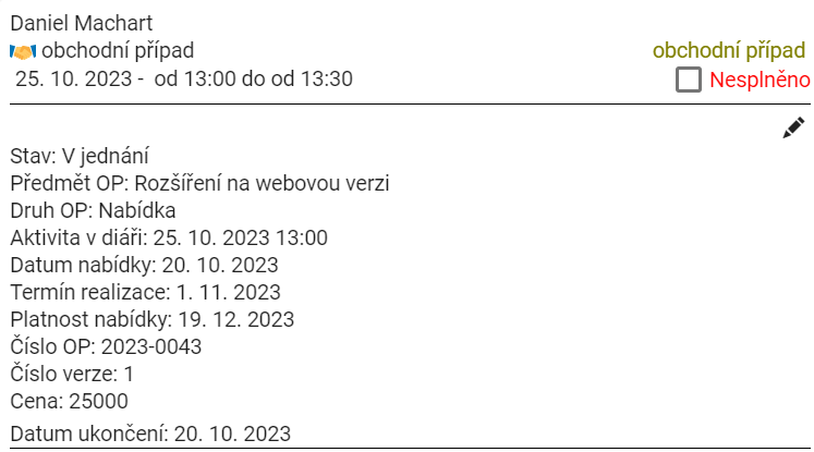 Ud&aacute;lost z dodatku u obchodn&iacute;ho př&iacute;padu