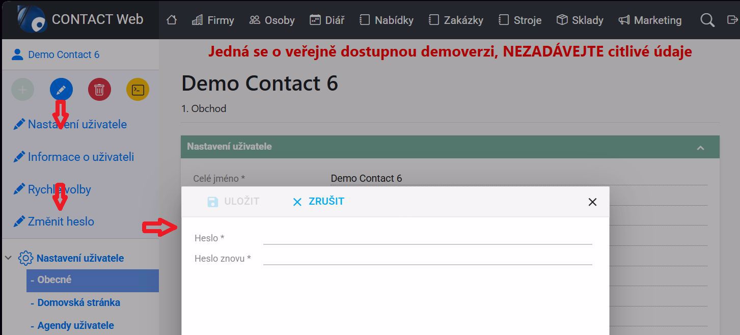 Nastavení uživatele